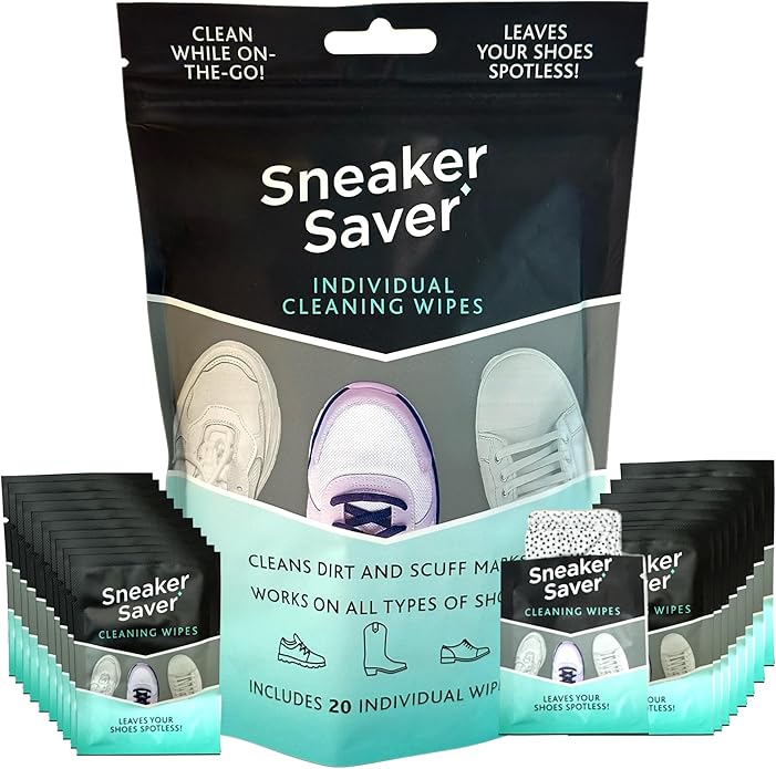 20-Pack 7"x7" Dual-Textured Quick Shoe Cleaning Wipes