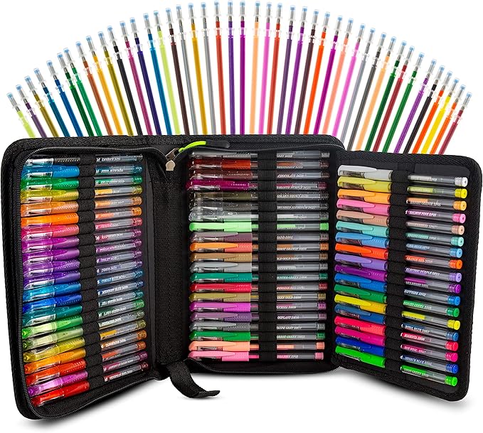 DasKid 120-Color Artist Gel Pen Set with 0.8mm-1.0mm Tips and Coloring Book