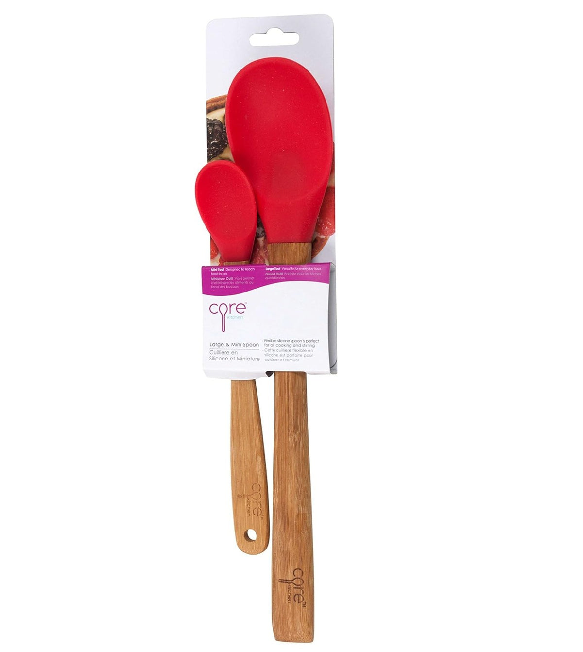 Core Kitchen 12" and 8.25" Silicone Spoons with Bamboo Handles