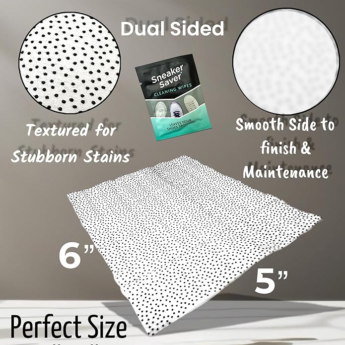 20-Pack 7"x7" Dual-Textured Quick Shoe Cleaning Wipes