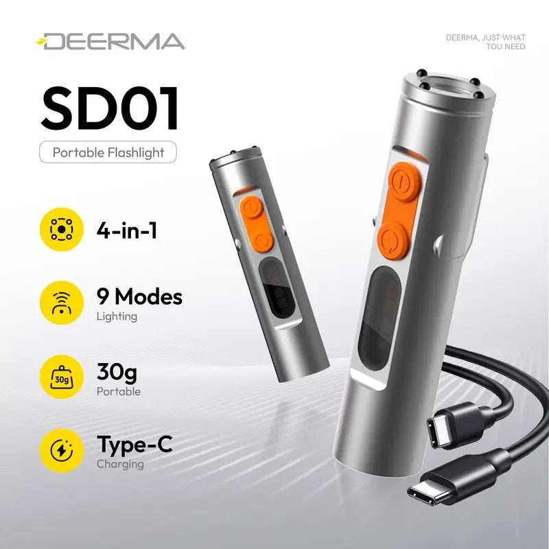 DEERMA SD01 4-in-1 Rechargeable 350 Lumen Tactical Flashlight & Fire Starter