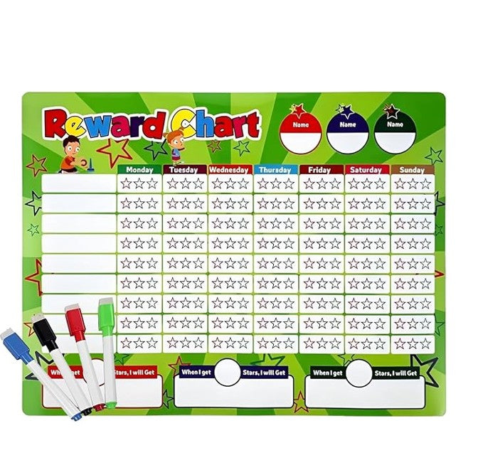 16" x 12.5" Reusable Dry Erase Sticker Chart with 4 Markers