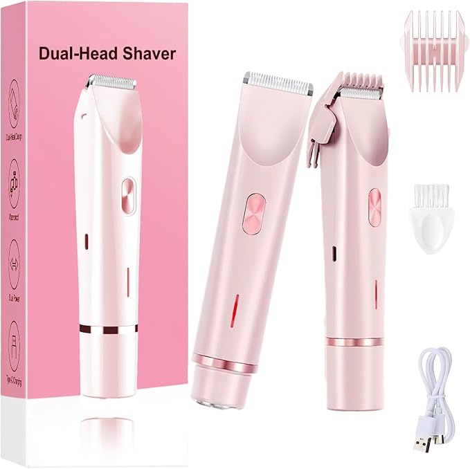 Women's 2-in-1 Dual Head Rechargeable Electric Shaver - IPX7 Waterproof Wet/Dry