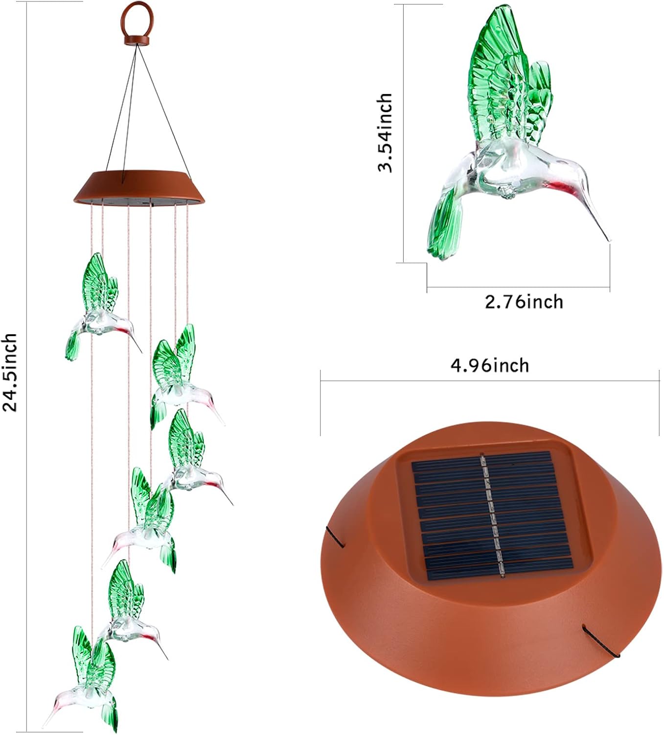 Solar Hummingbird/Butterfly Wind Chimes – LED Color-Changing Lights for Outdoor & Indoor Decor