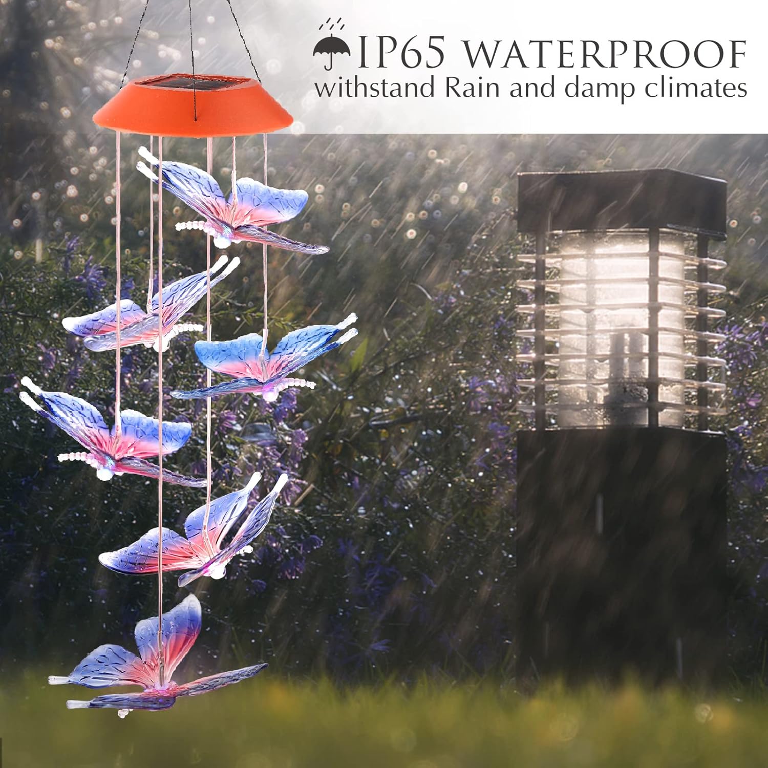 Solar Hummingbird/Butterfly Wind Chimes – LED Color-Changing Lights for Outdoor & Indoor Decor
