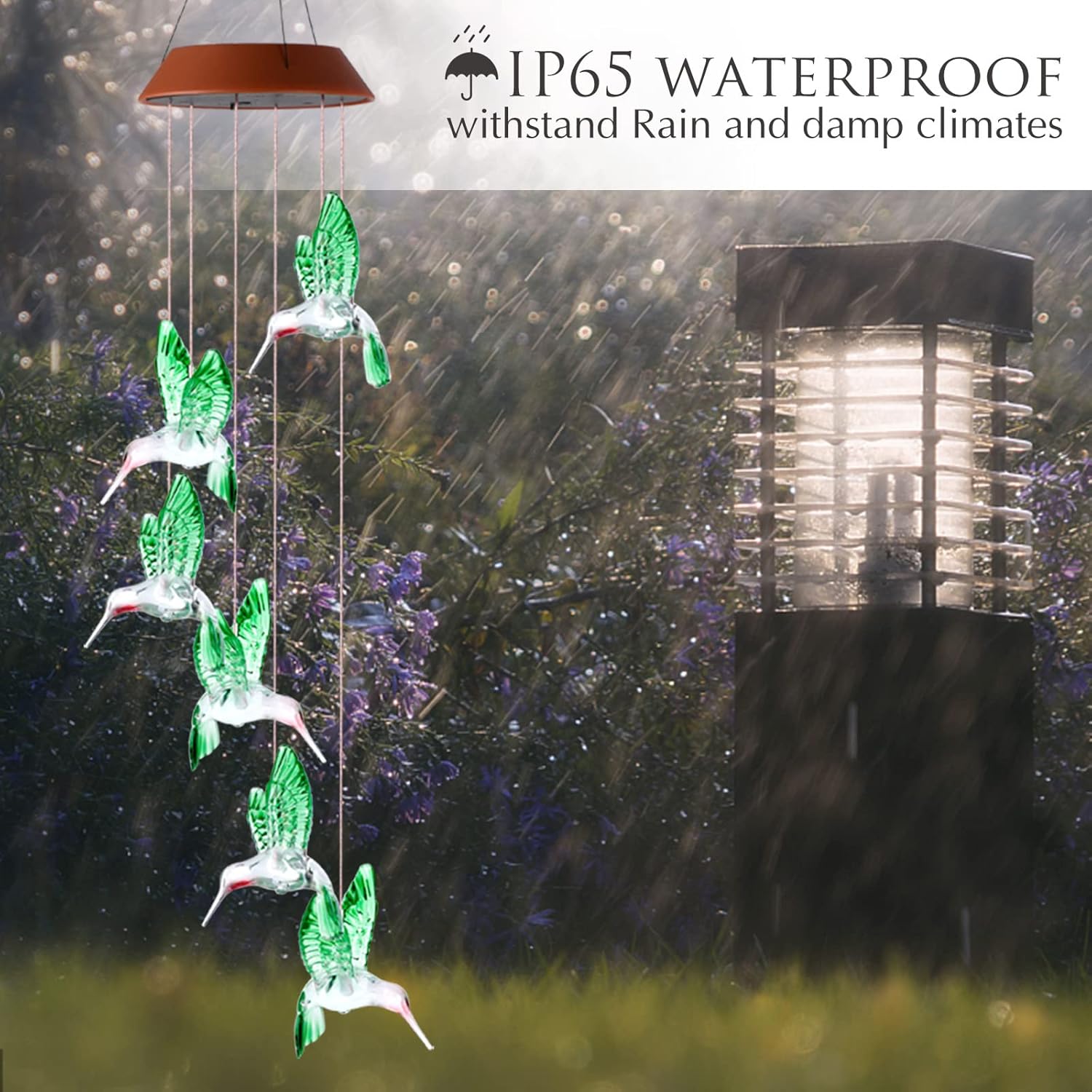 Solar Hummingbird/Butterfly Wind Chimes – LED Color-Changing Lights for Outdoor & Indoor Decor