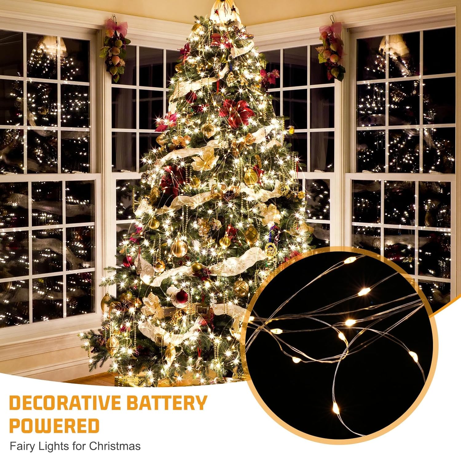 50 Bulb 16.4ft LED Fairy String Lights Battery Operated Warm White, Waterproof -DIY Decor