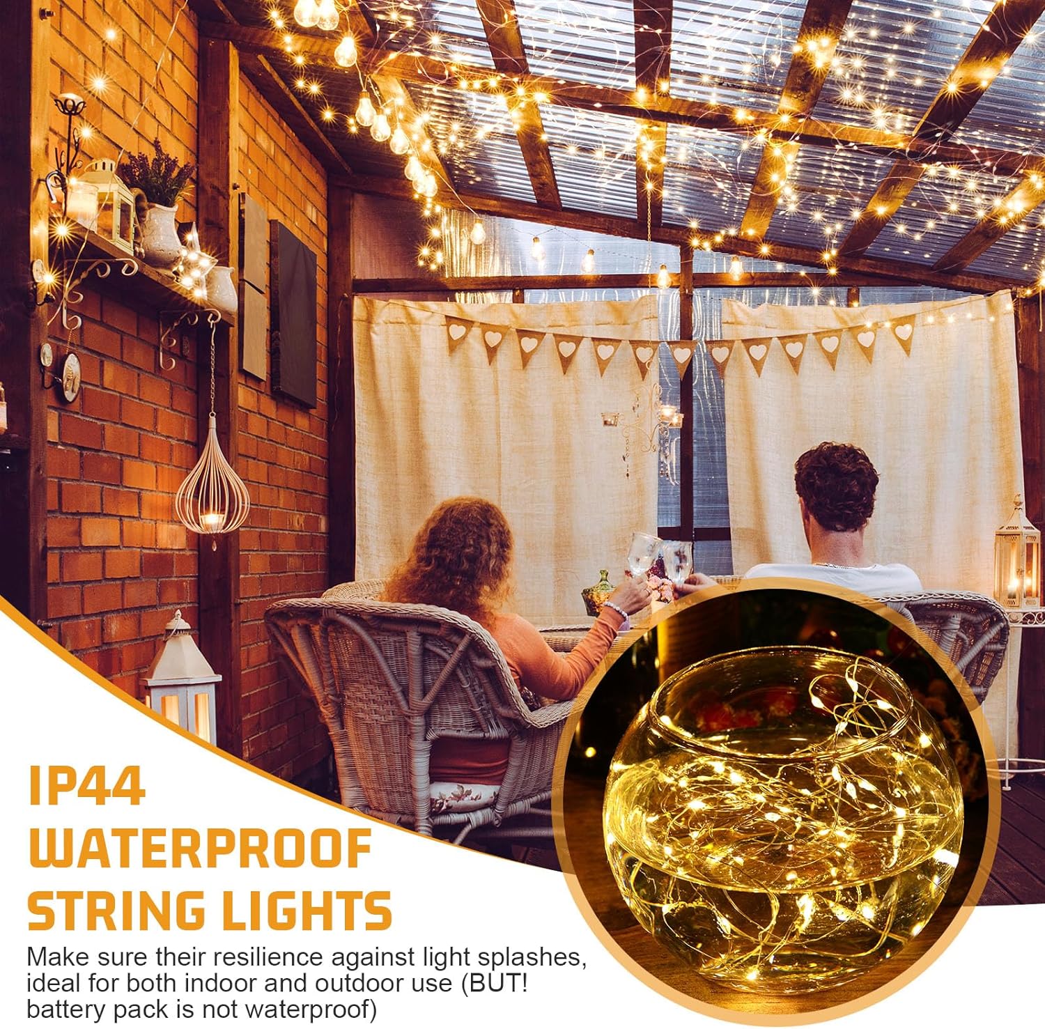 50 Bulb 16.4ft LED Fairy String Lights Battery Operated Warm White, Waterproof -DIY Decor