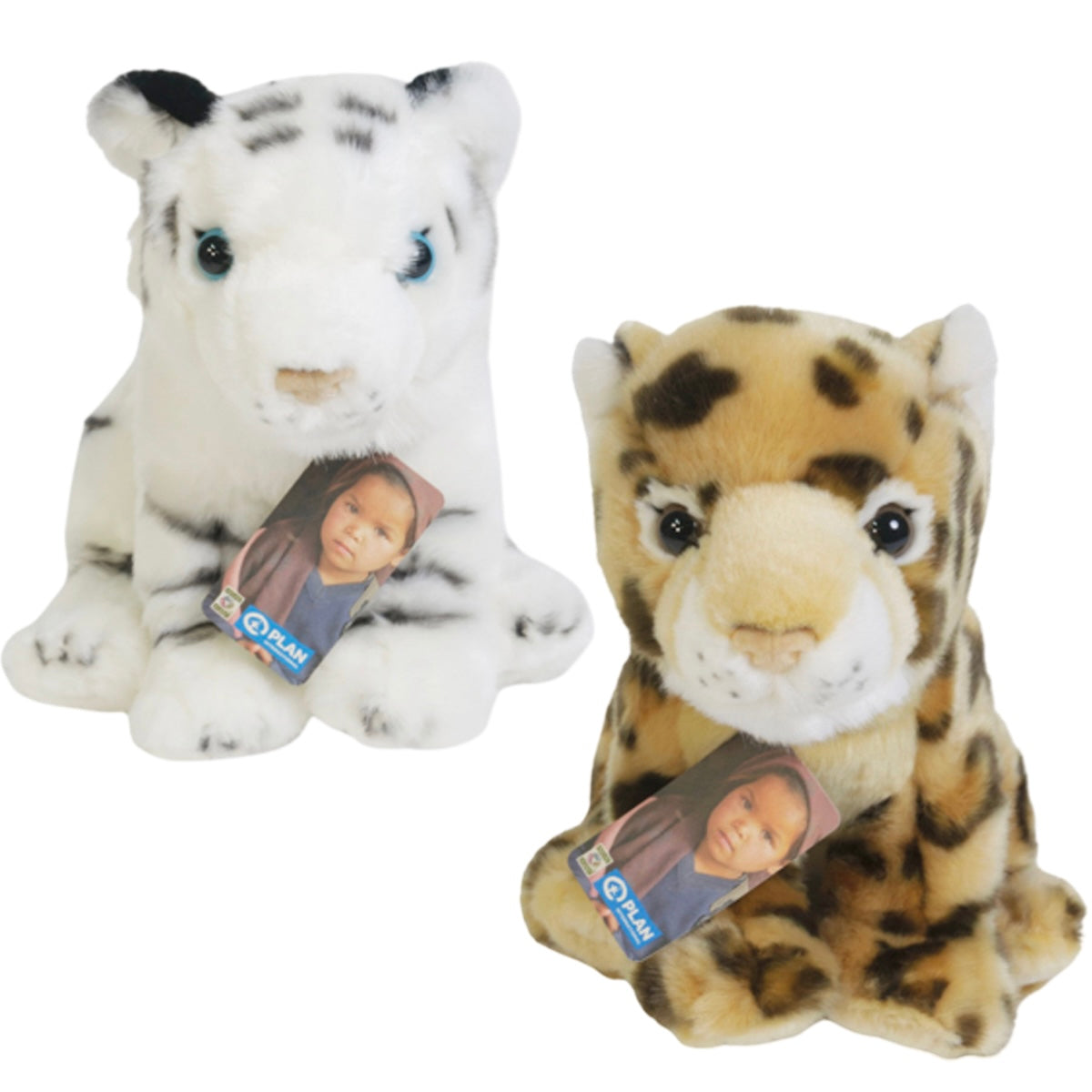 Nature Planet 9" Plush Leopard or Snow Tiger - Soft and Cute!