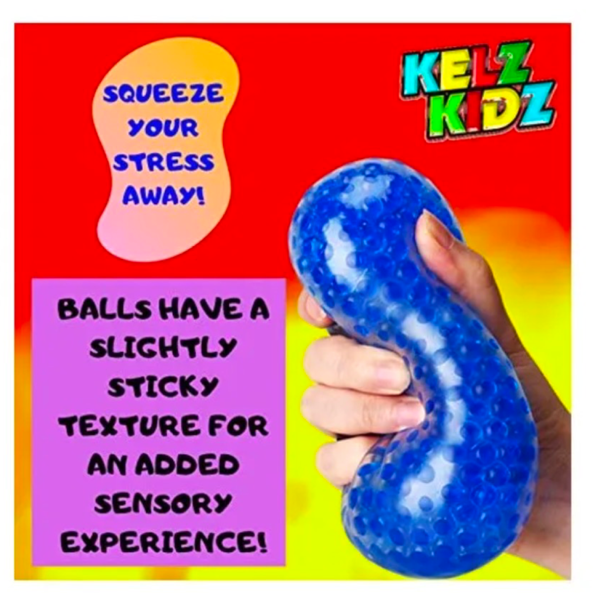 4pk KELZ KIDZ 3" Squishy Water Bead Stress Balls - Non Toxic