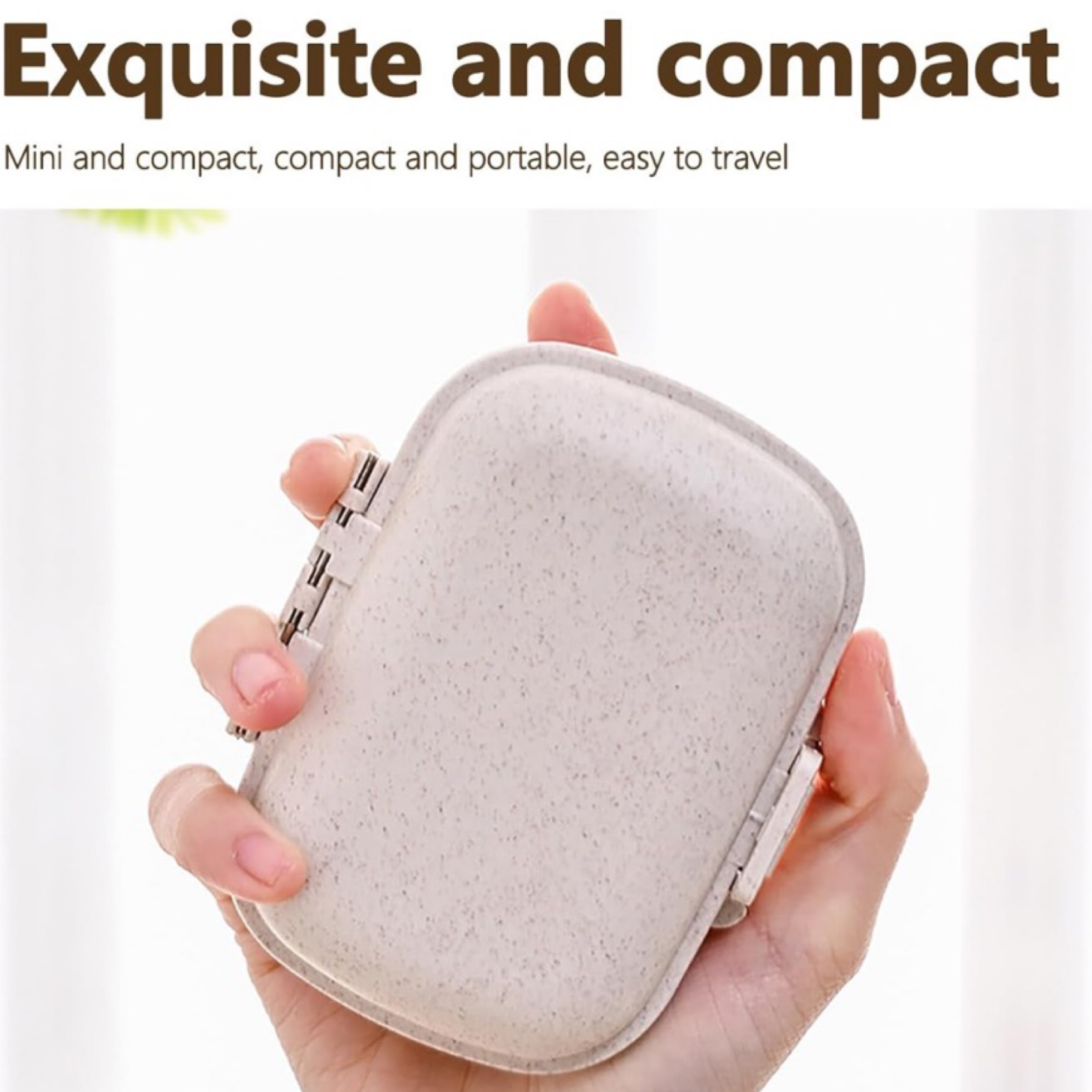 Portable 4" Travel Pill Storage Box w/ 8 Covered Inner Compartments