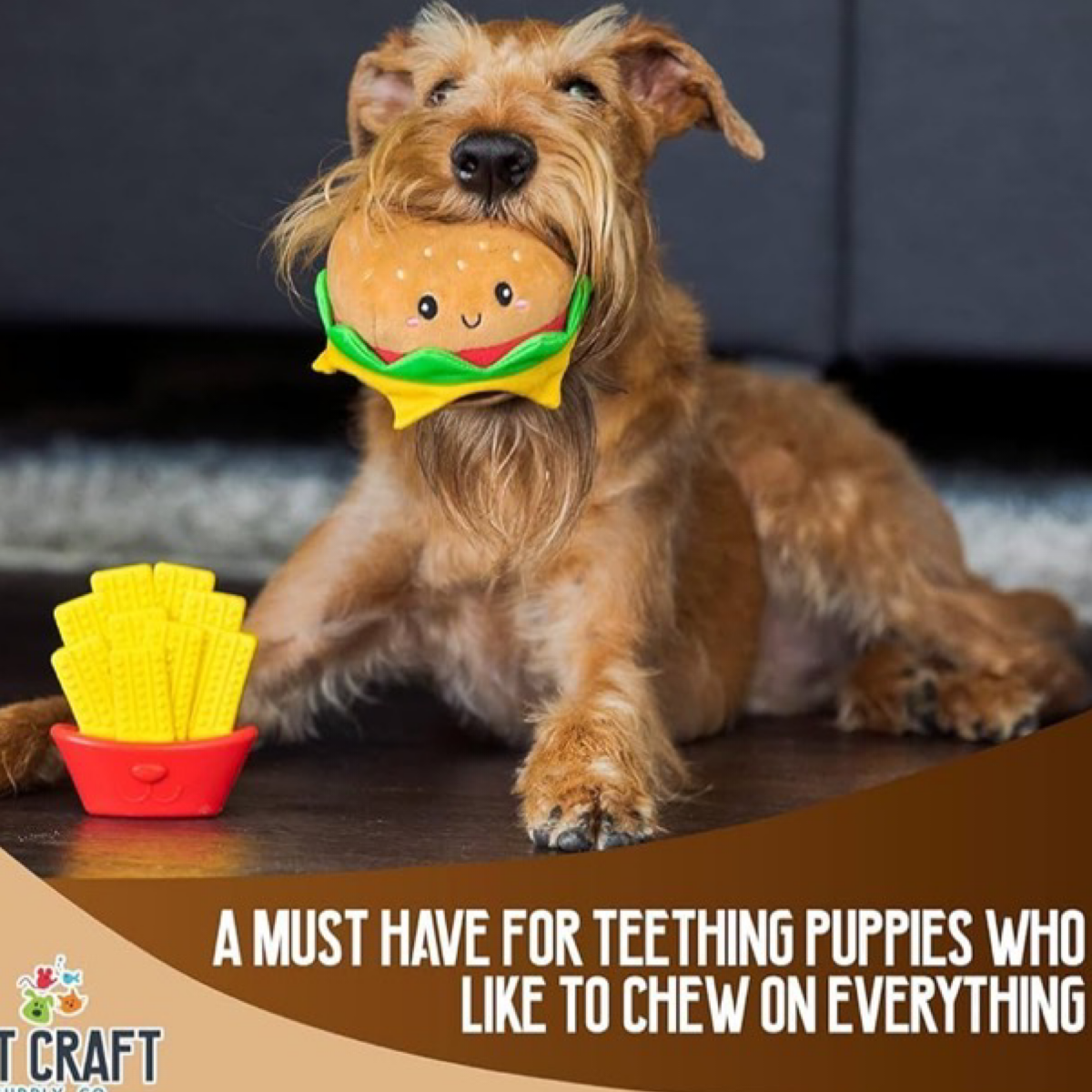 Pet Craft Dental Cleaning Plush Toys - Chewburger and Fries