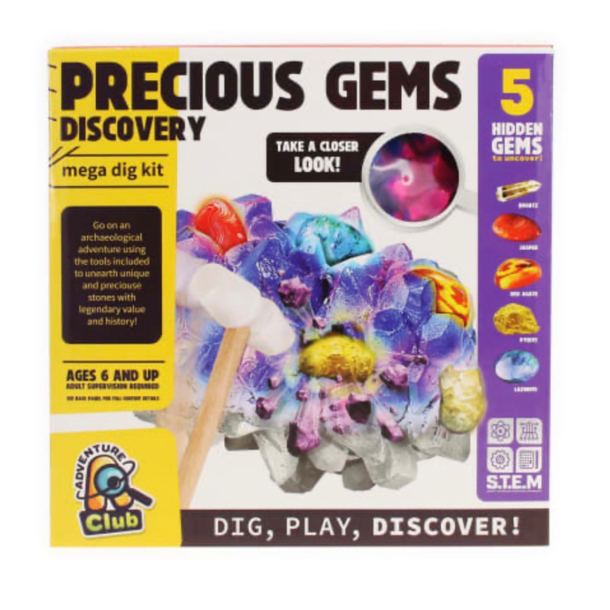 Adventure Club Mystery Gems Discovery Mega Dig Kit - With Hidden Gems
