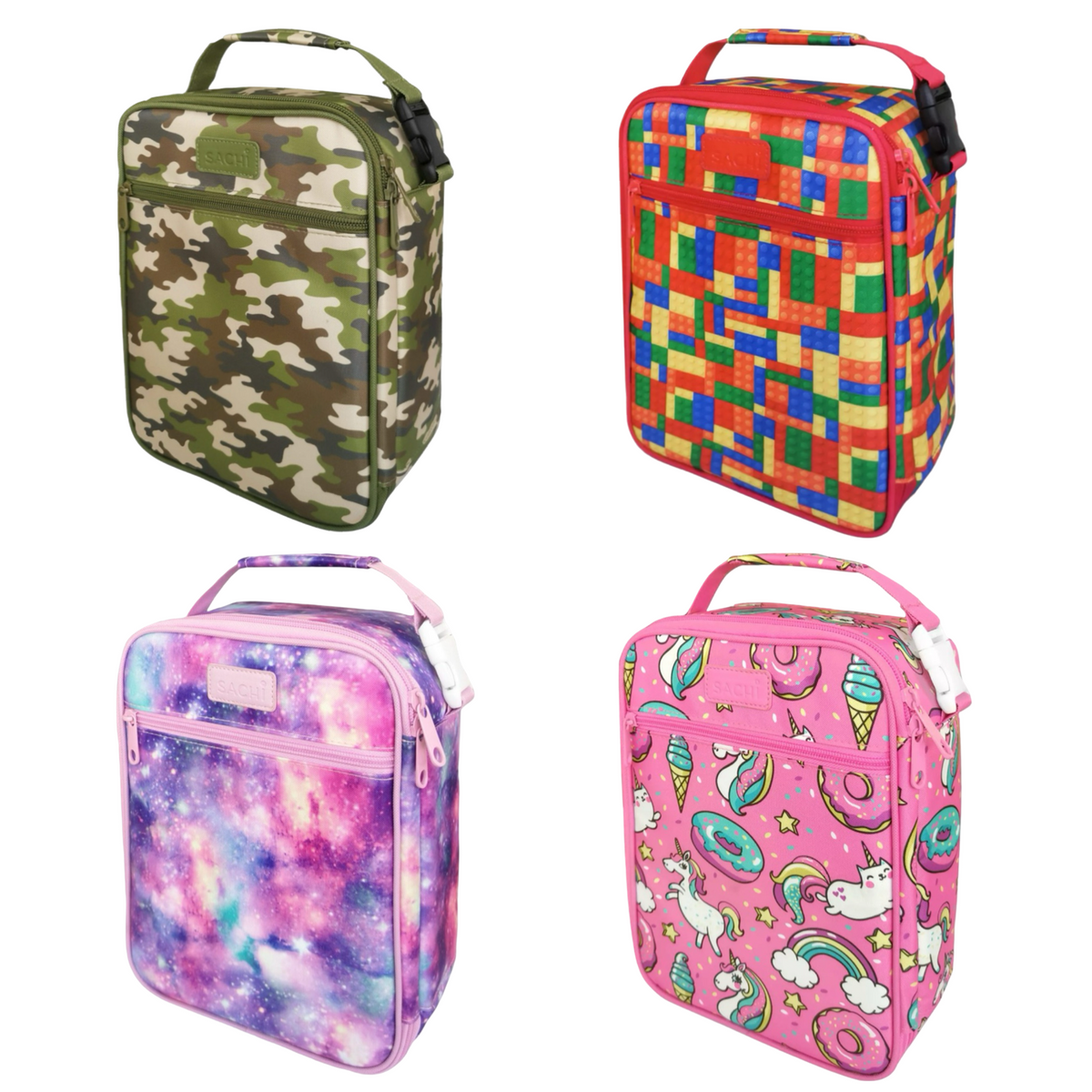 11" Sachi Insulated Lunch Bag For Kids w/ Buckle Handle - Attach To Backpack!