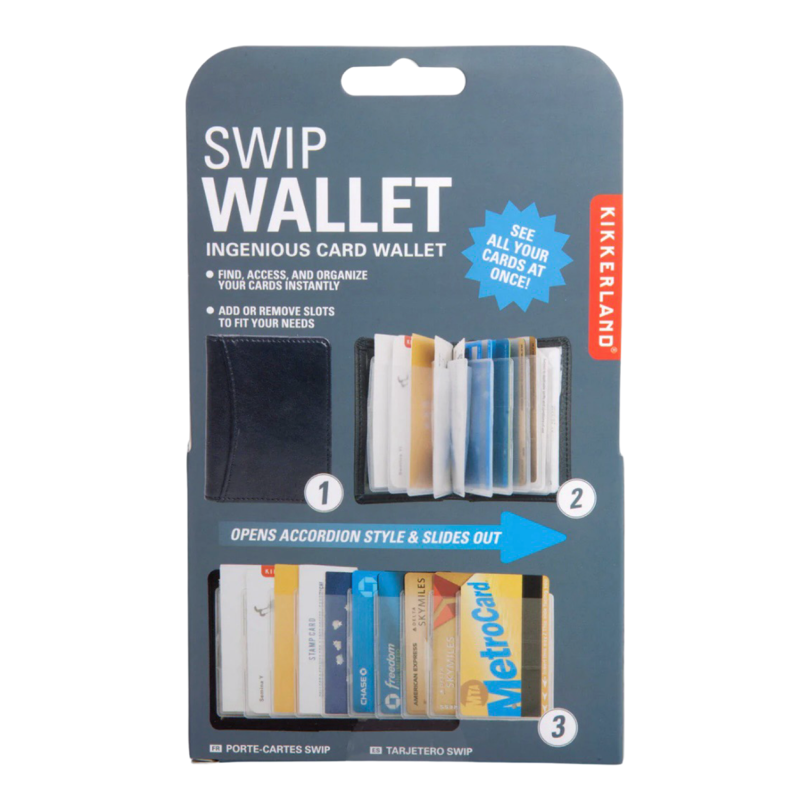 Kikkerland Black Accordion Style Bi-Fold Swip Wallet - Customizable & Practical Design