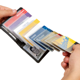 Kikkerland Black Accordion Style Bi-Fold Swip Wallet - Customizable & Practical Design