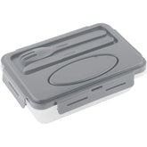 Gray Bento "Pack and Go" Lunch Box--Fork, Knife, and Condiment Compartment!