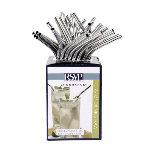 40pc Eco Friendly Stainless Steel Straws 8.5" Reusable 5mm - Fits Most Tumblers!