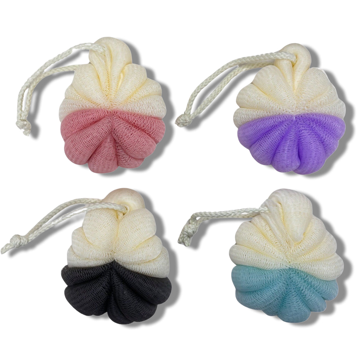 2pk Exfoliating Bath Sponges, 2-Tone Loofahs - Get Clean In Style!