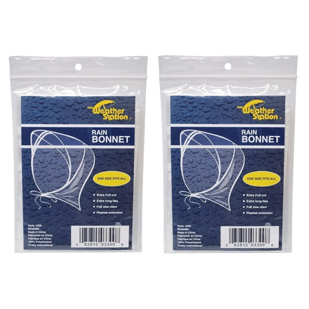 2pk Rain Bonnet Hair Protectors by Weather Station - Keep Your Hair Dry!