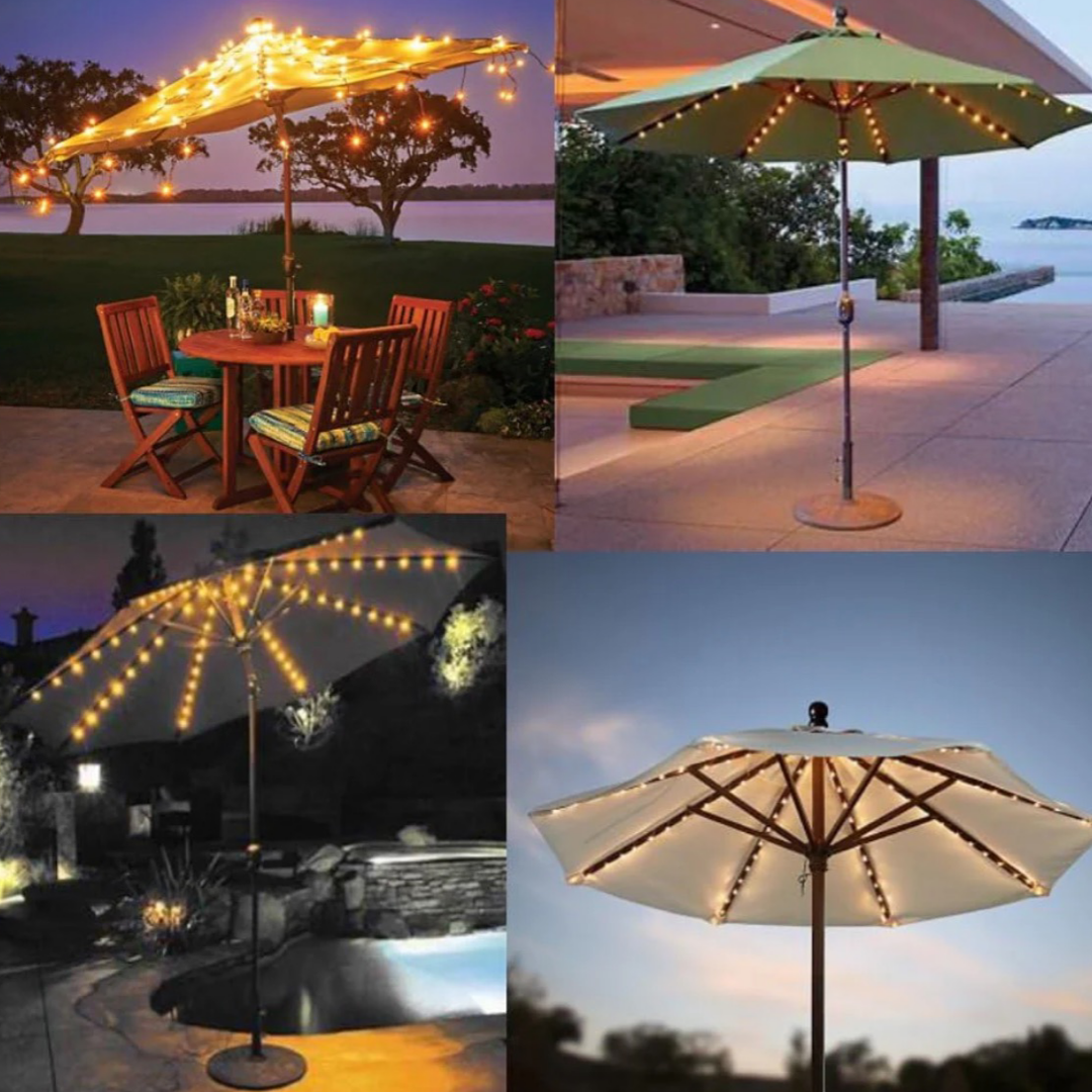 Umbrite Solar Umbrella String Lights 72 Ultra Bright Warm White LED  - Eco Friendly