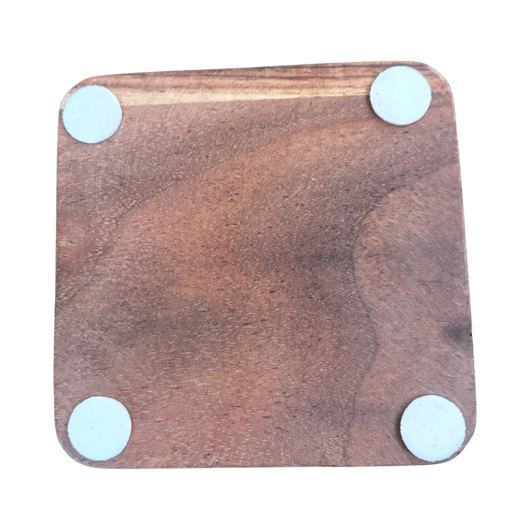 4pc Natural Acacia Wood Coasters Surface Protectors - Stylish Furniture Protection