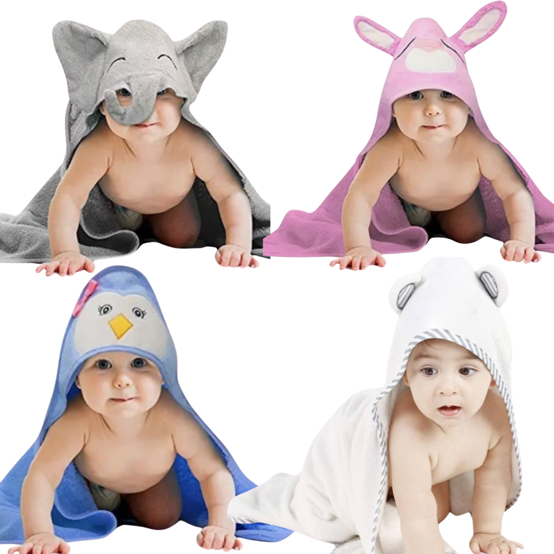 XL Organic Bamboo & Cotton Hooded Baby Towel - Soft & Absorbent