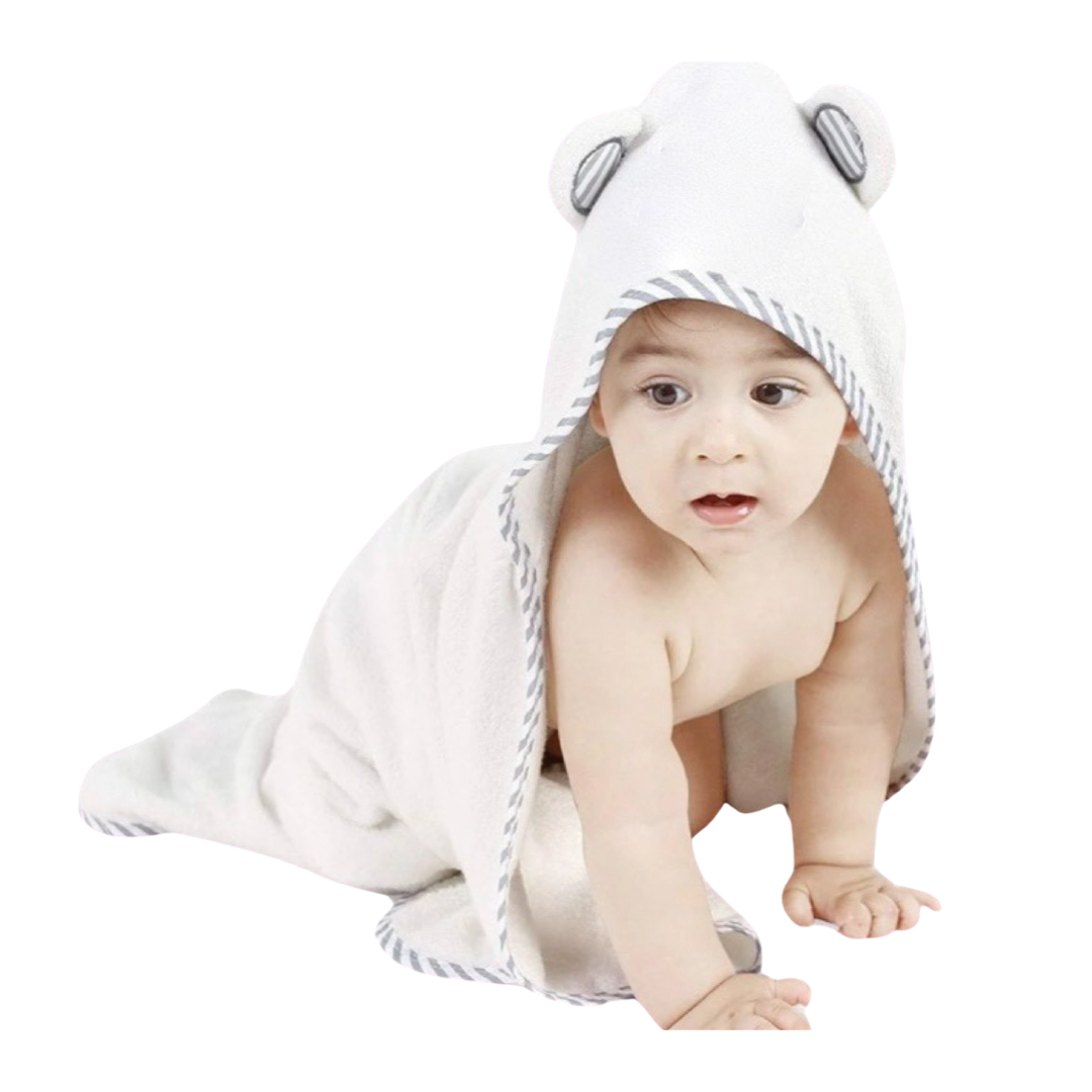 XL Organic Bamboo & Cotton Hooded Baby Towel - Soft & Absorbent