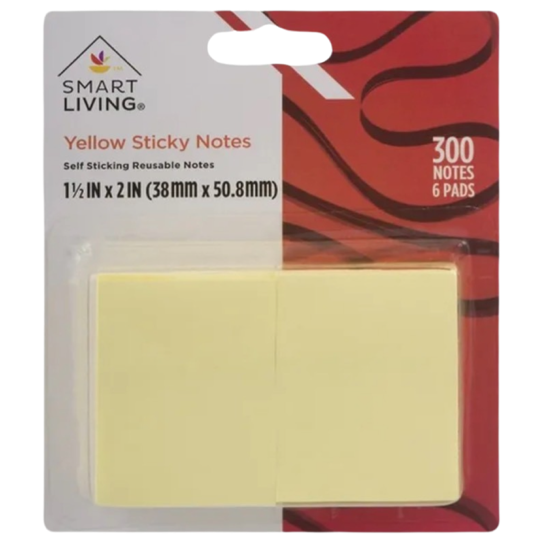300 Yellow 1.5" x 2" Self Adhesive Sticky Notes -50 Per Pad