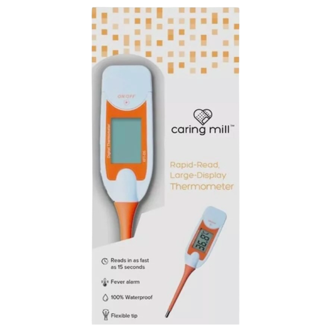 Caring Mill Rapid Read Large Display Thermometer w/Case - Reads In 15 Seconds