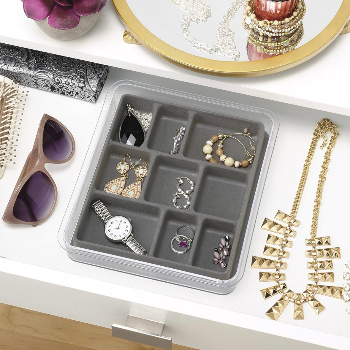 Whitmor Stackable 7 or 9 Section Jewelry Trays