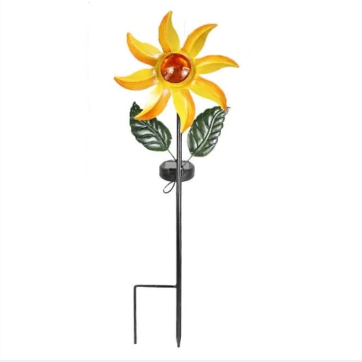 Touch of Eco Sun Spin Solar LED Metal Garden Wind Spinner - Sunflower Pinwheel