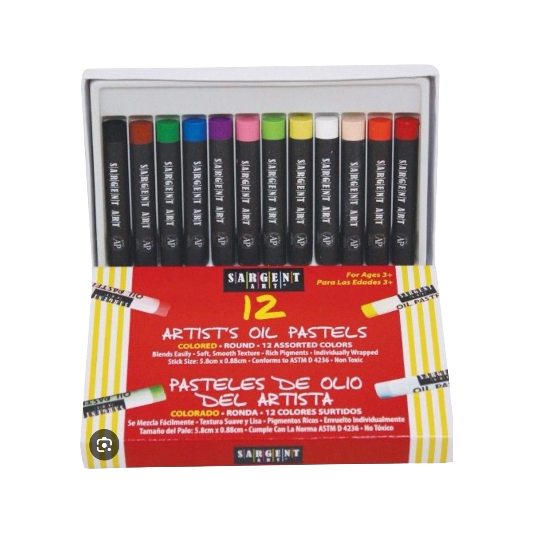 12pk Large Round Artists Oil Pastels - Sargent Art