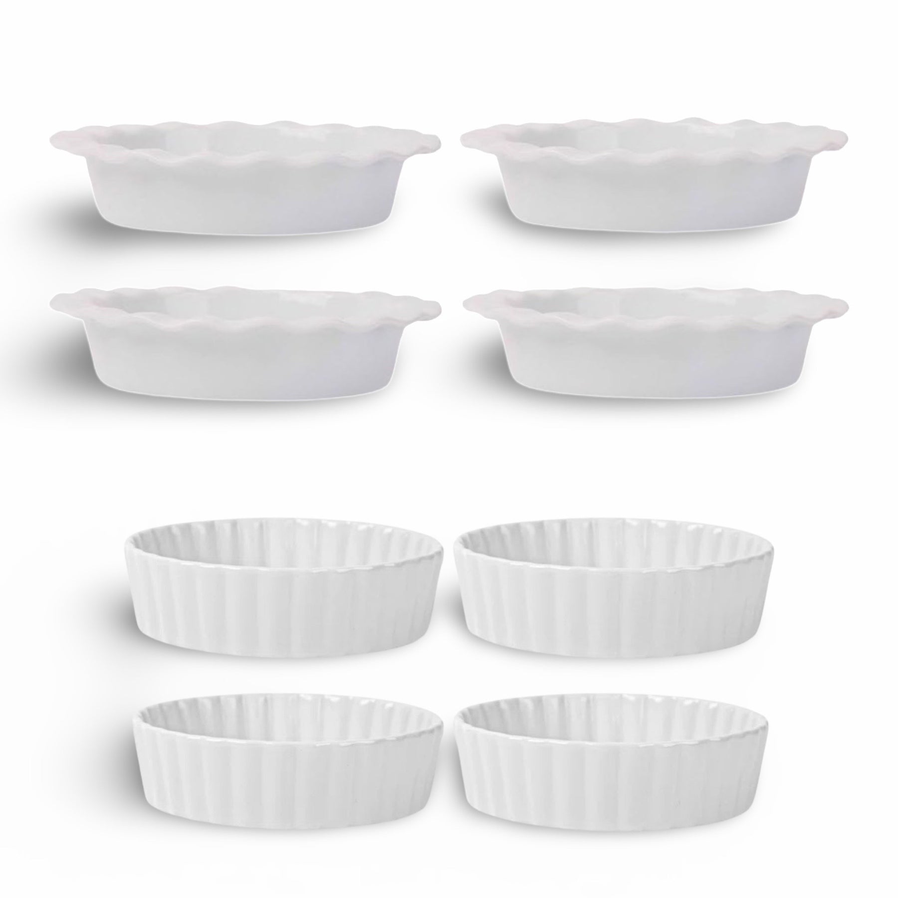 4pk Porcelain Mini 6oz Ruffled Bakers or 4oz Pie Plates- A Baking Staple