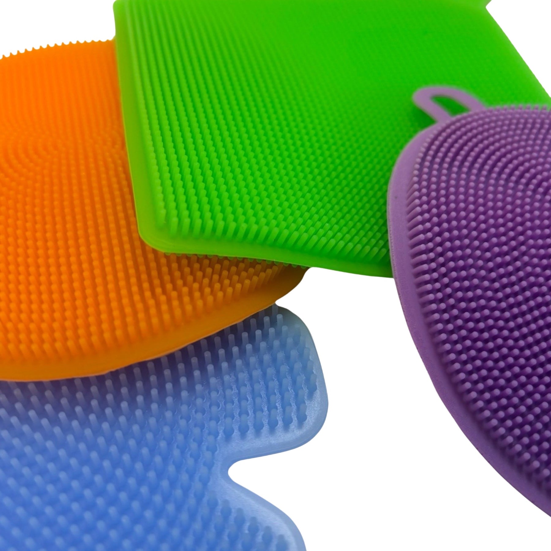 4pk Double Sided Silicone Scrubber Sponge Set - Clean Surfaces & Dishes Without Scratching