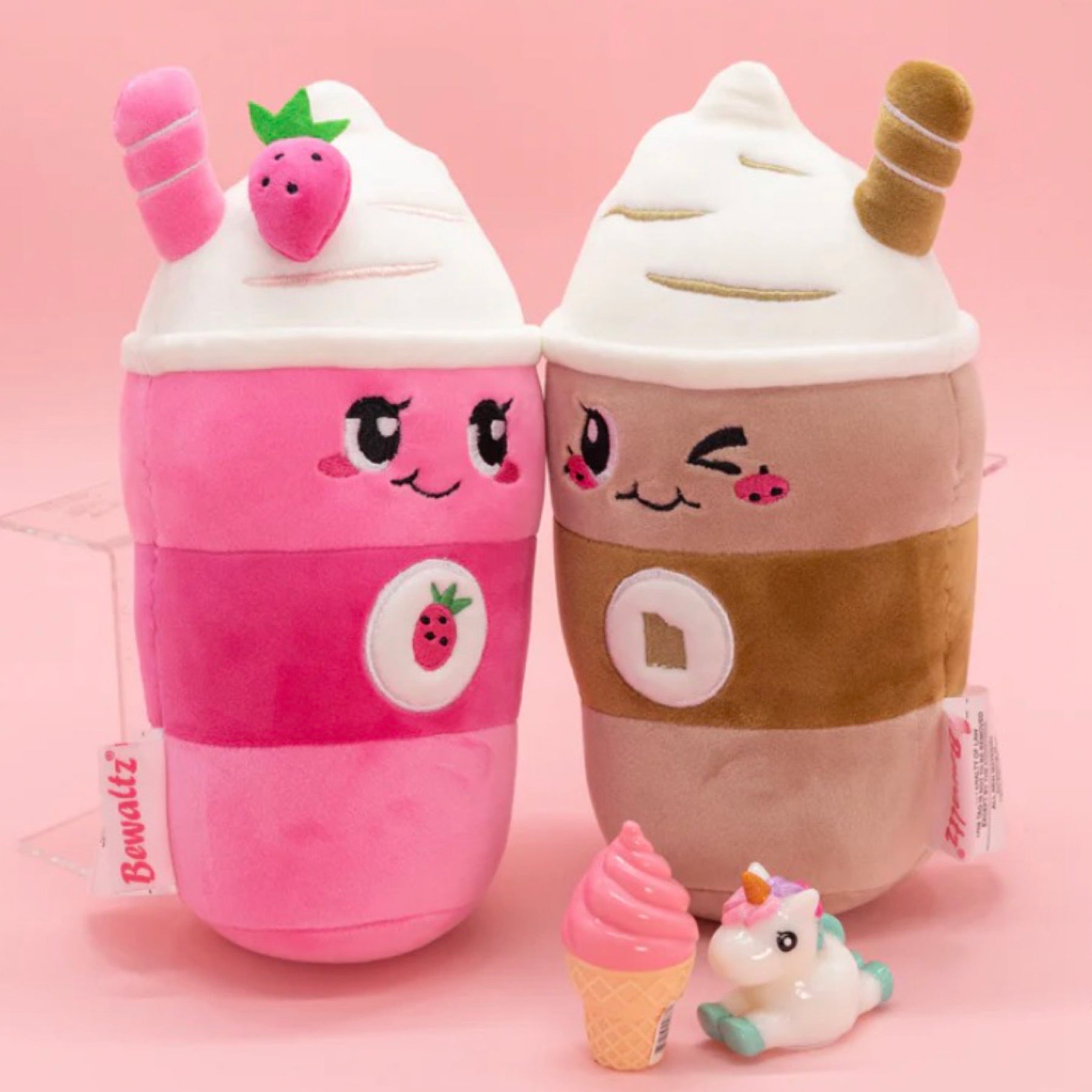 2pc Bewaltz 10" Frappe & Strawberry BFF Plush Set - Velcro Together