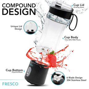Portable Blender for Shakes, Smoothies- 4000 mAh USB Rechargeable with 6 Blades