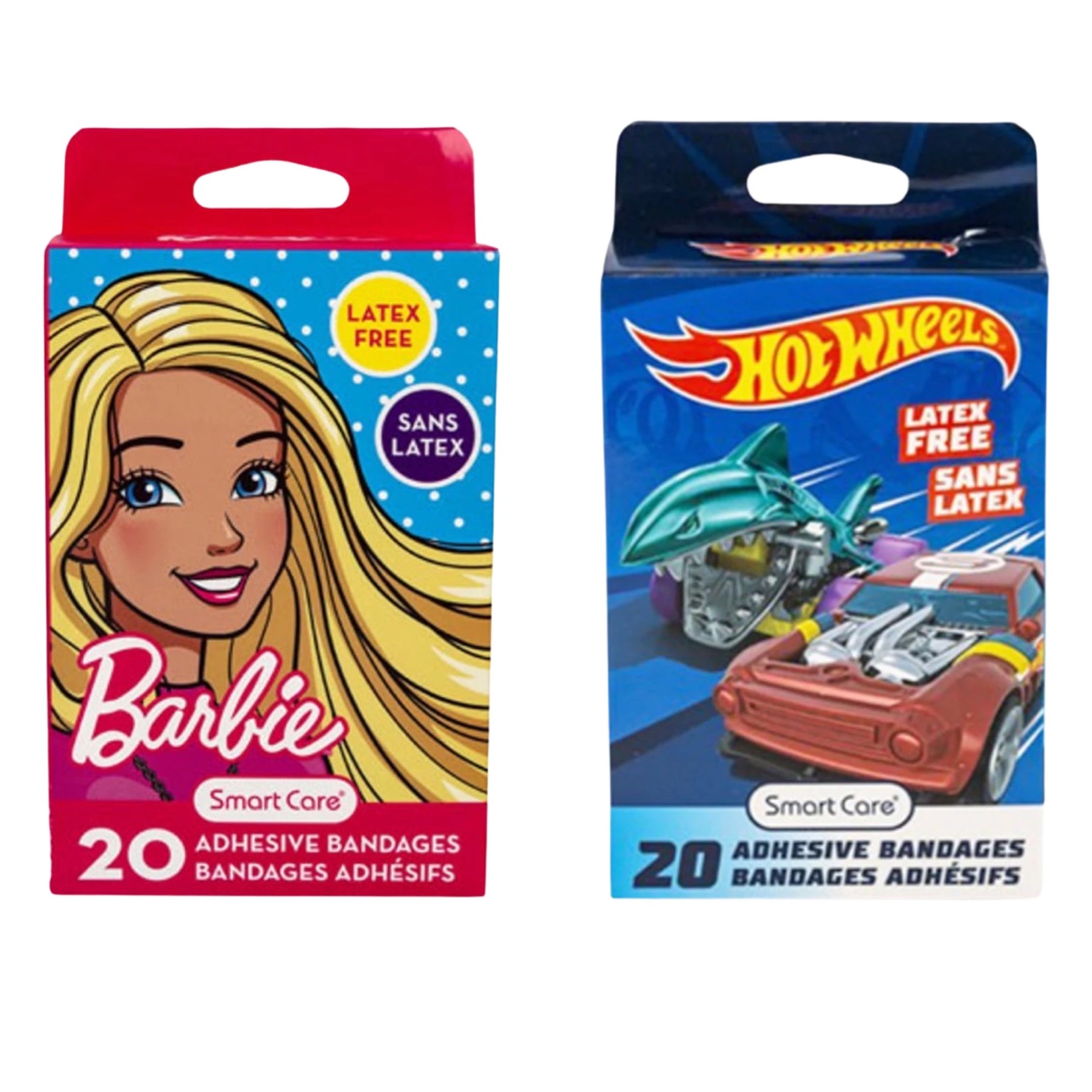 20 Kids Latex Free Adhesive Band-Aids - Hot Wheels & Barbie Bandages For Boo-Boo's