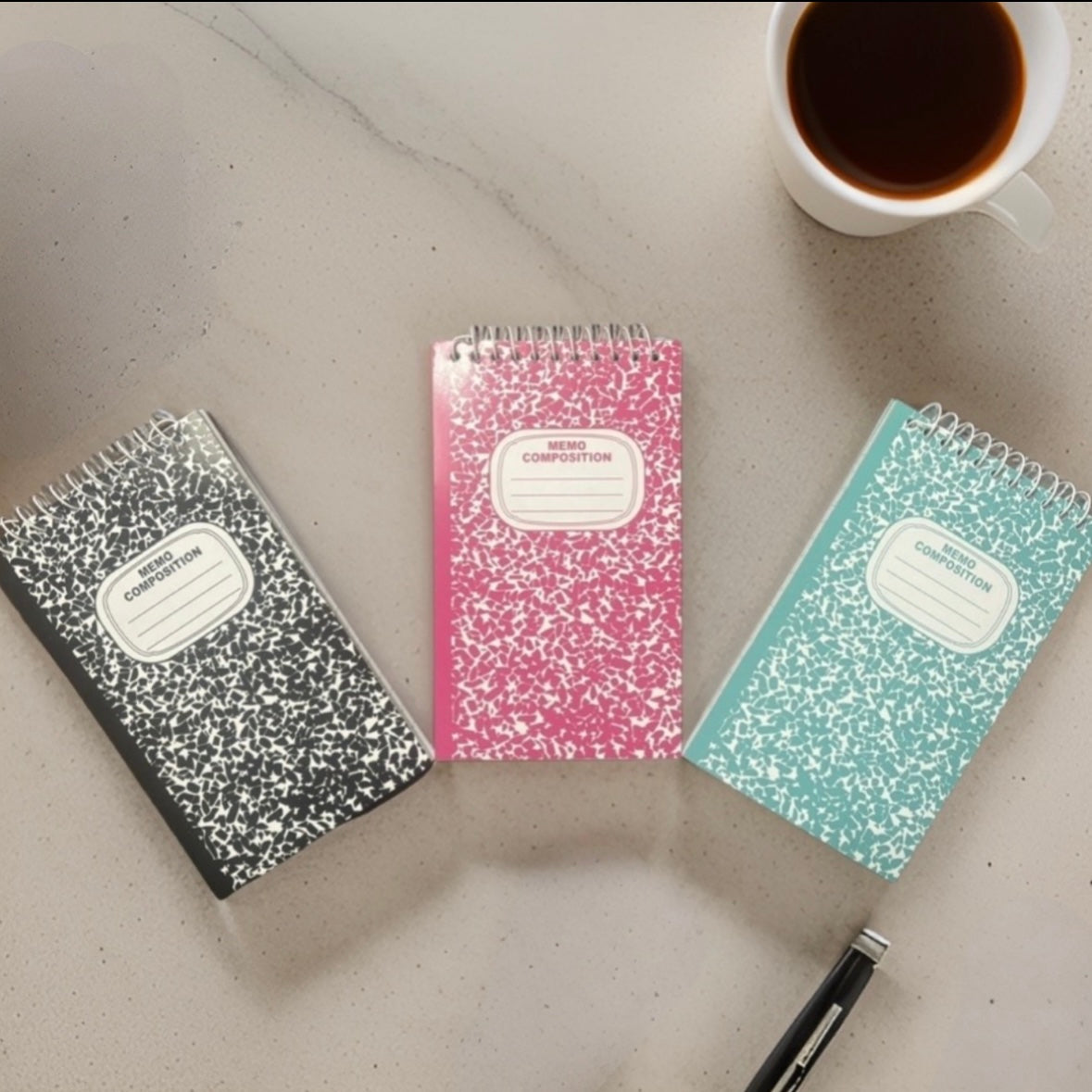 3pk Lined 60pg Pocket Mini Spiral Notebooks, 3" x 5" - Pocket Composition Books