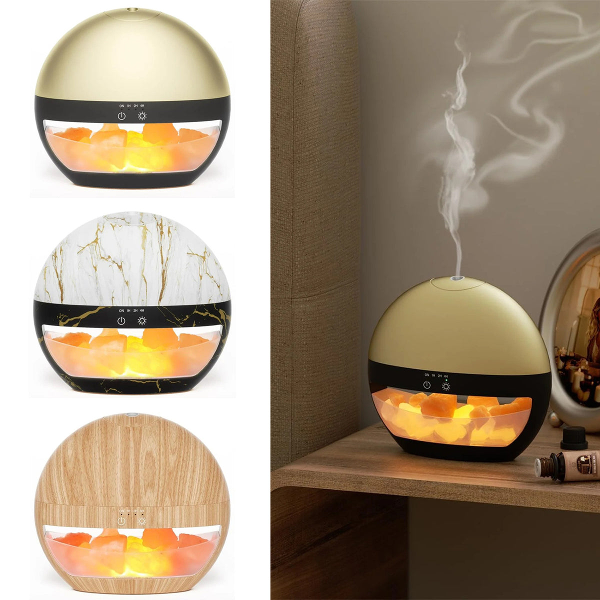 Himalayan Salt Lamp Essential Oil Diffuser – Ultrasonic 100ml Aromatherapy Humidifier