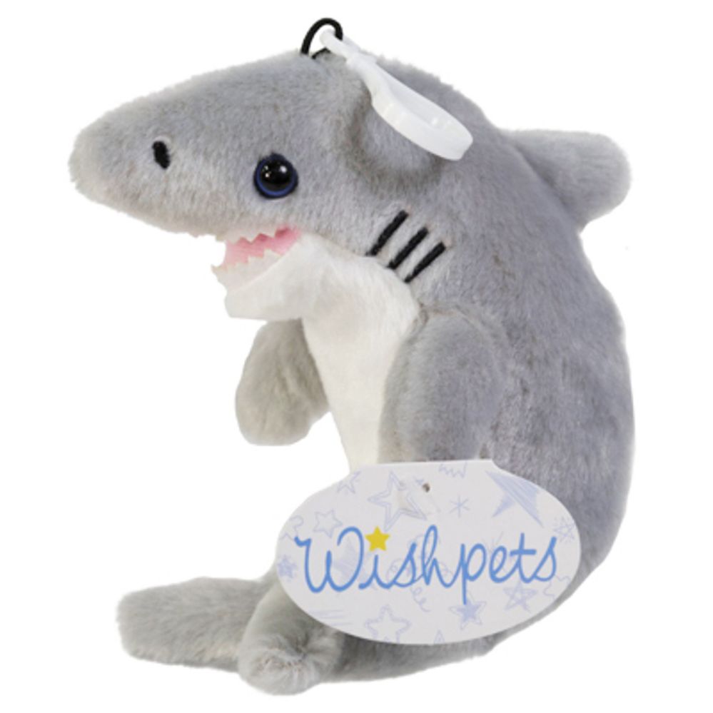 5" WISHPETS Shark Toy Mini Plush Stuffed Animal w/Clip for Backpack