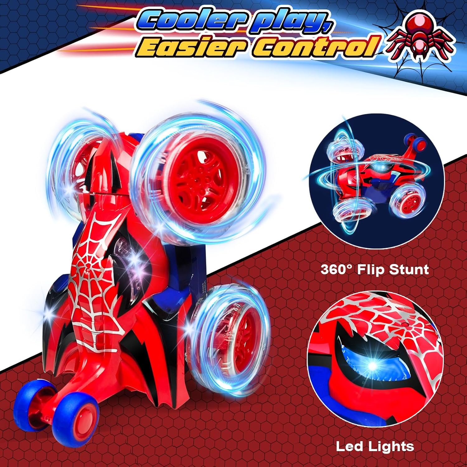 LED RC Stunt Car - 360° Flips, All-Terrain, Rechargeable Remote Control Toy
