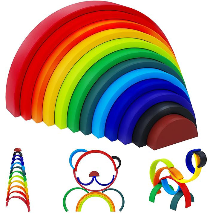 12pc Pirouettely Wooden Rainbow Stacking Toy – Large Size