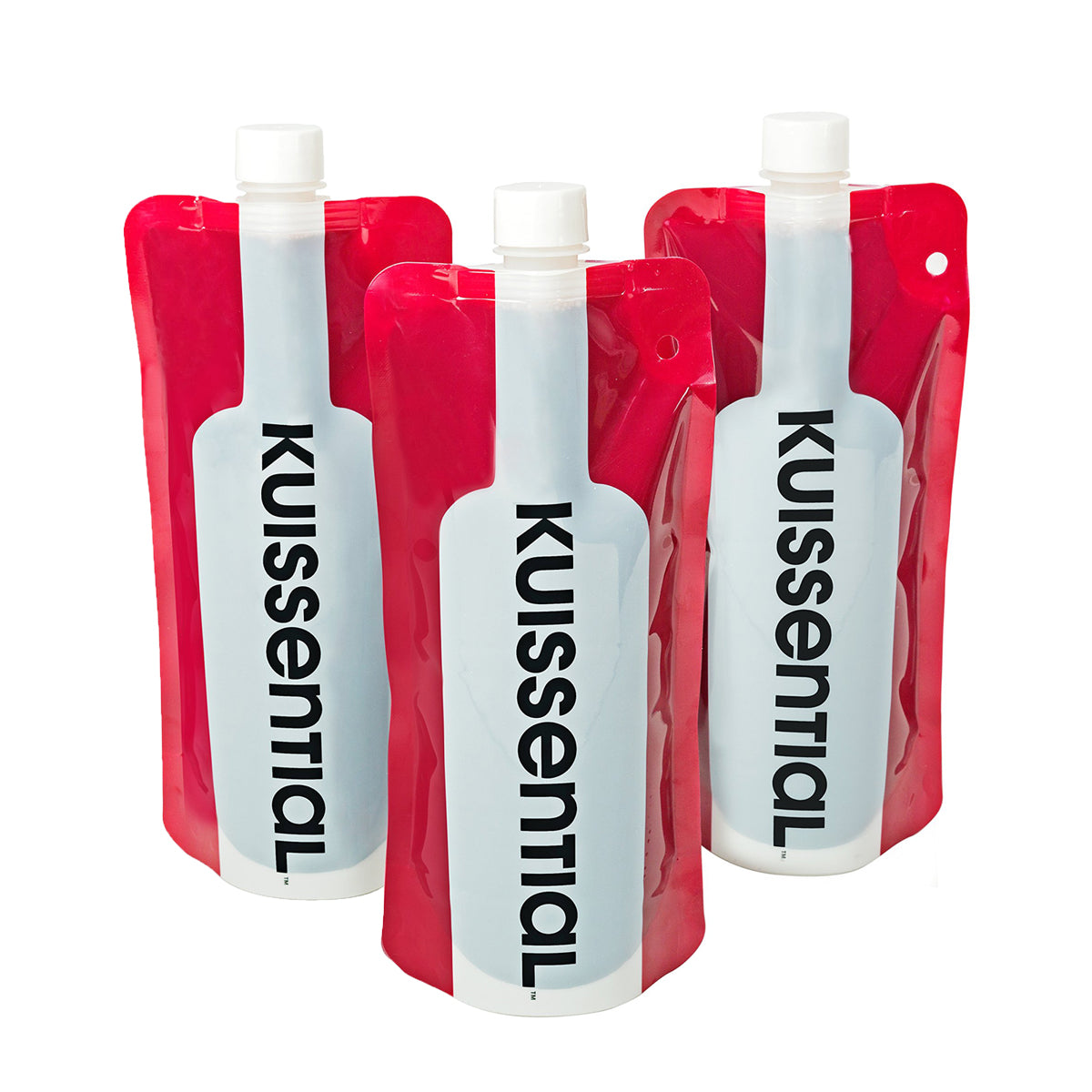 Kuissential 3pk Foldable Wine Bottles - Reusable, Portable, Easy To Pour