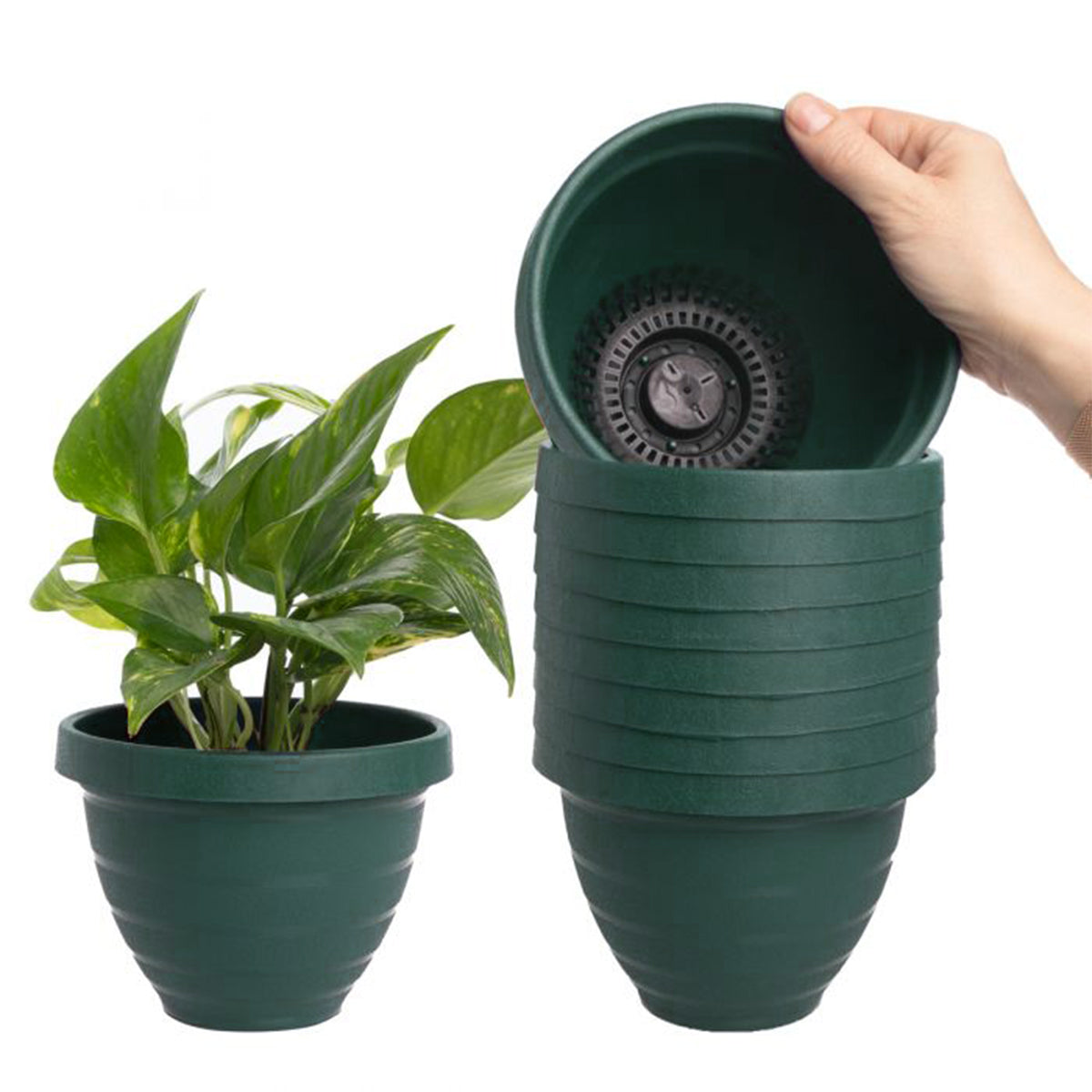 self watering planters for indoor plants 10pk Self-Watering Easy Care 6” Planter Pots By HC Companies