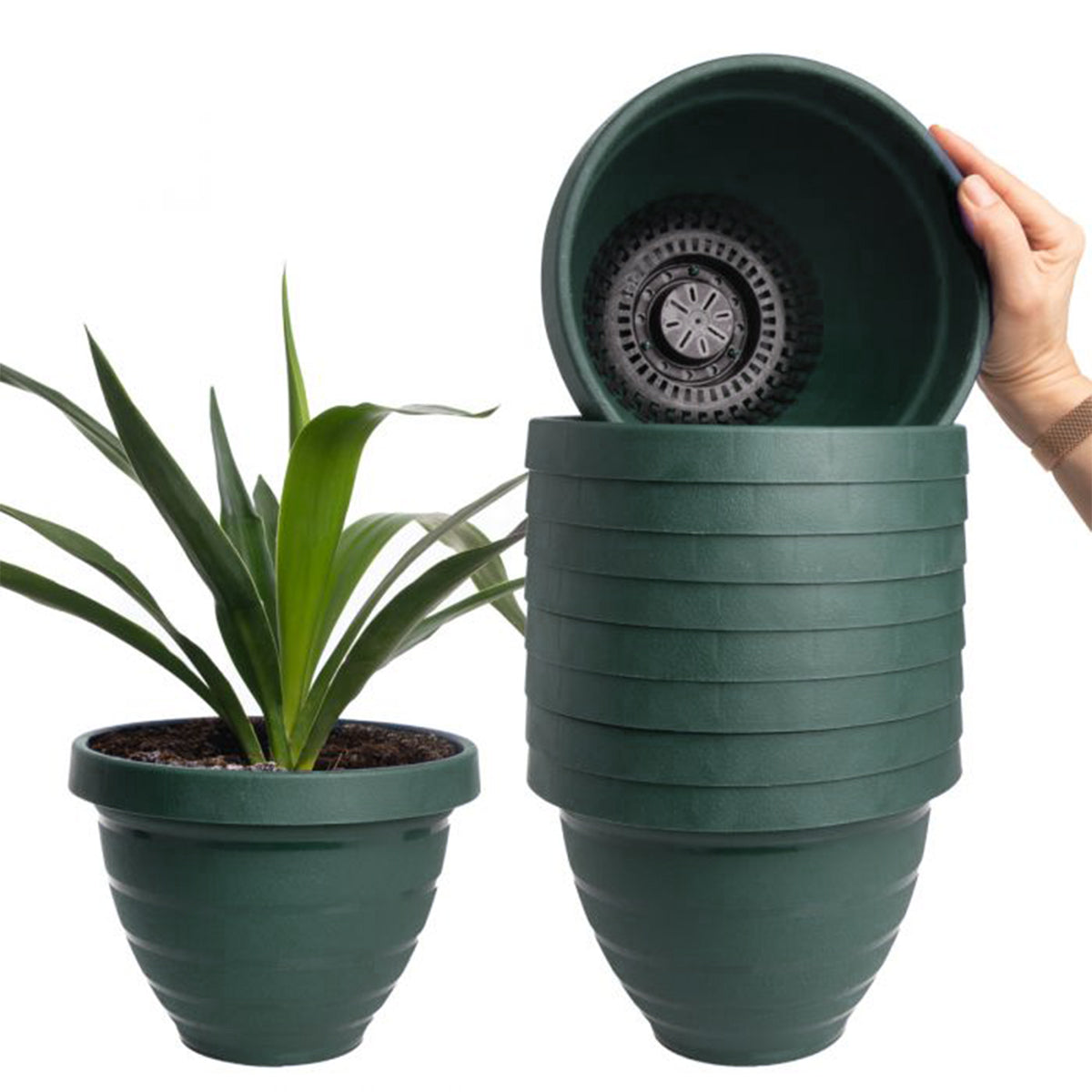 10pk Self-Watering Easy Care 7.5” Planter Pots By HC Companies