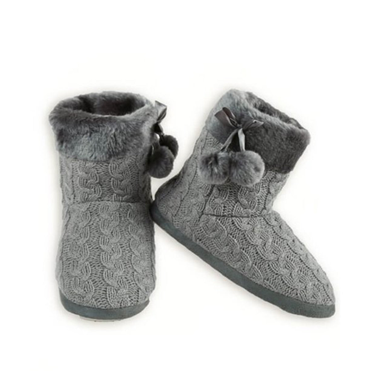 Women’s Indoor Slipper Booties – Cozy Sherpa Lined, Rubber Soles