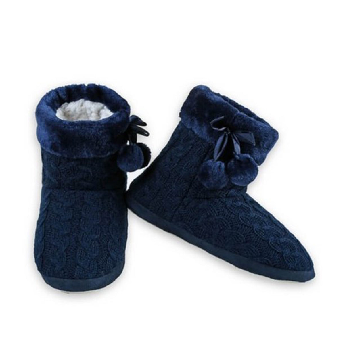 Women’s Indoor Slipper Booties – Cozy Sherpa Lined, Rubber Soles