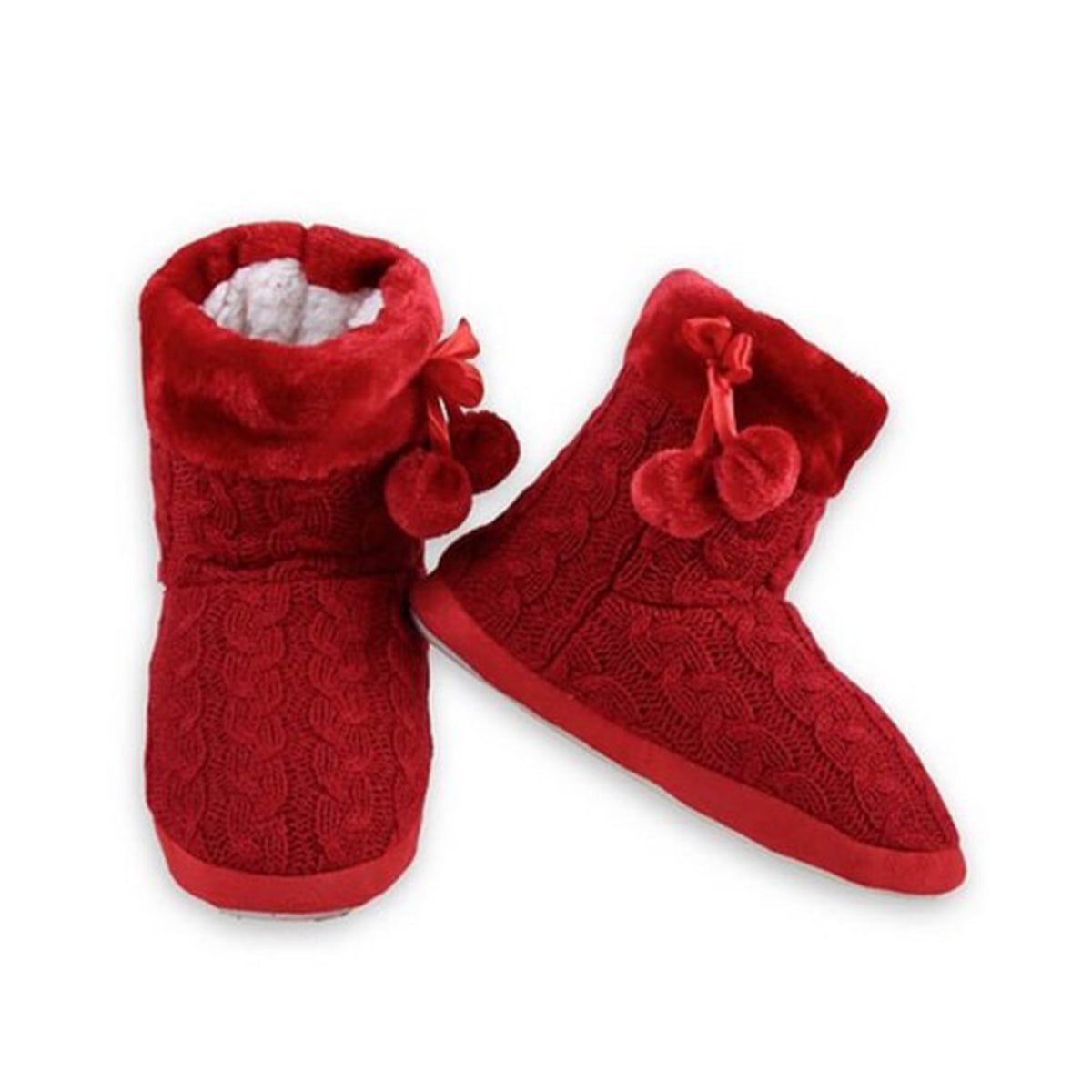 Women’s Indoor Slipper Booties – Cozy Sherpa Lined, Rubber Soles