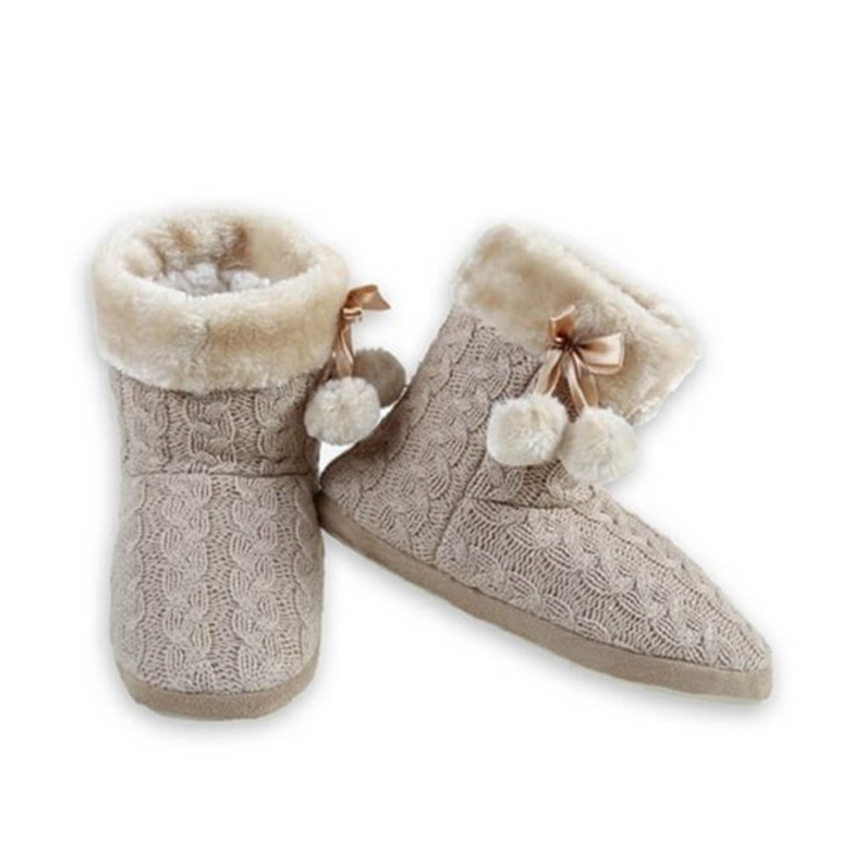 Women’s Indoor Slipper Booties – Cozy Sherpa Lined, Rubber Soles